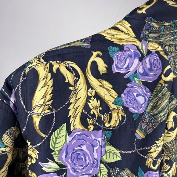Vintage 90s Silk Novelty Quilted Baroque Floral Bomber Jacket – Anna & Frank L - Picture 9 of 11